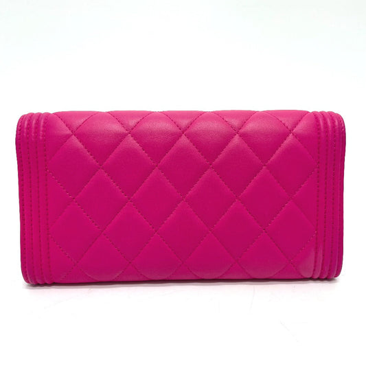 CHANEL Long Wallet Purse A80286 lambskin pink Matrasse Boy chanel