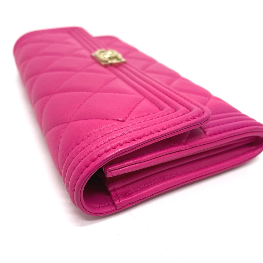 CHANEL Long Wallet Purse A80286 lambskin pink Matrasse Boy chanel