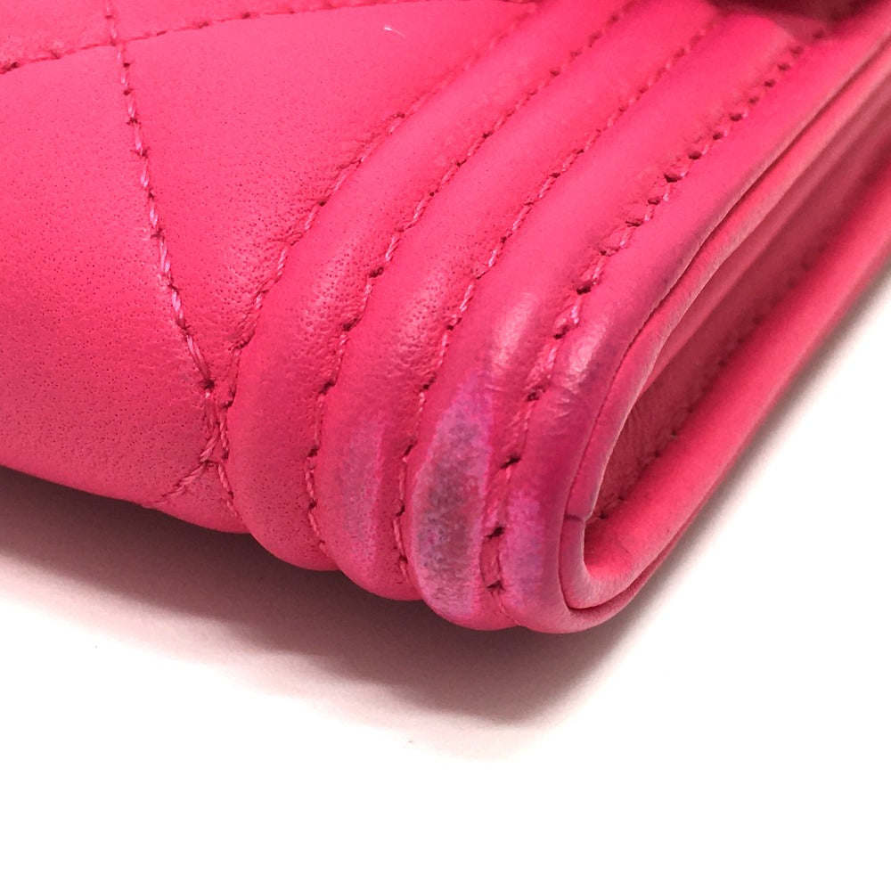 CHANEL Long Wallet Purse A80286 lambskin pink Matrasse Boy chanel