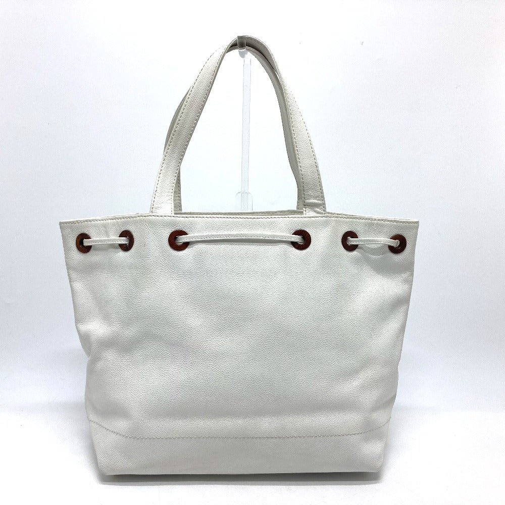 CHANEL Tote Bag Caviar skin white CC COCO Mark purse Women Used