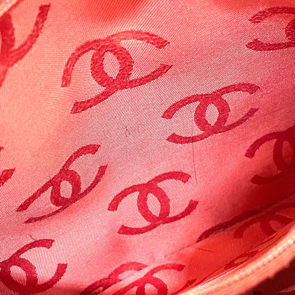 CHANEL Tote Bag Caviar skin Red CC COCO Mark Wood-like drawstring type Women Used