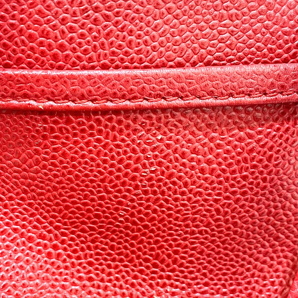 CHANEL Tote Bag Caviar skin Red CC COCO Mark Wood-like drawstring type Women Used