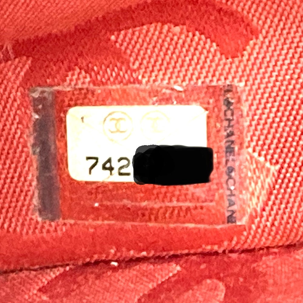 CHANEL Tote Bag Caviar skin Red CC COCO Mark Wood-like drawstring type Women Used