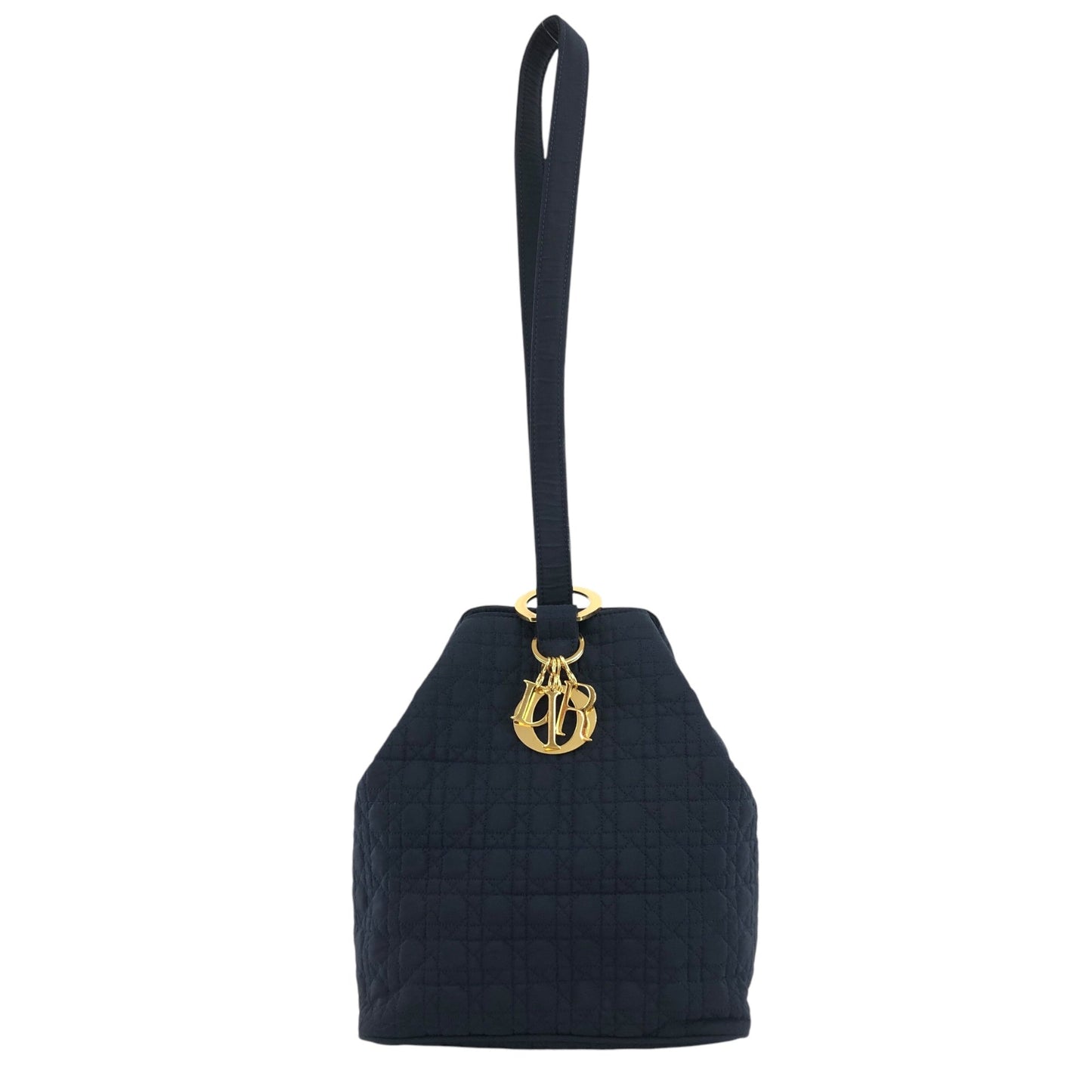 Christian Dior Cannage Logo Charm Drawstring Shoulder bag Black Vintage i5e87z