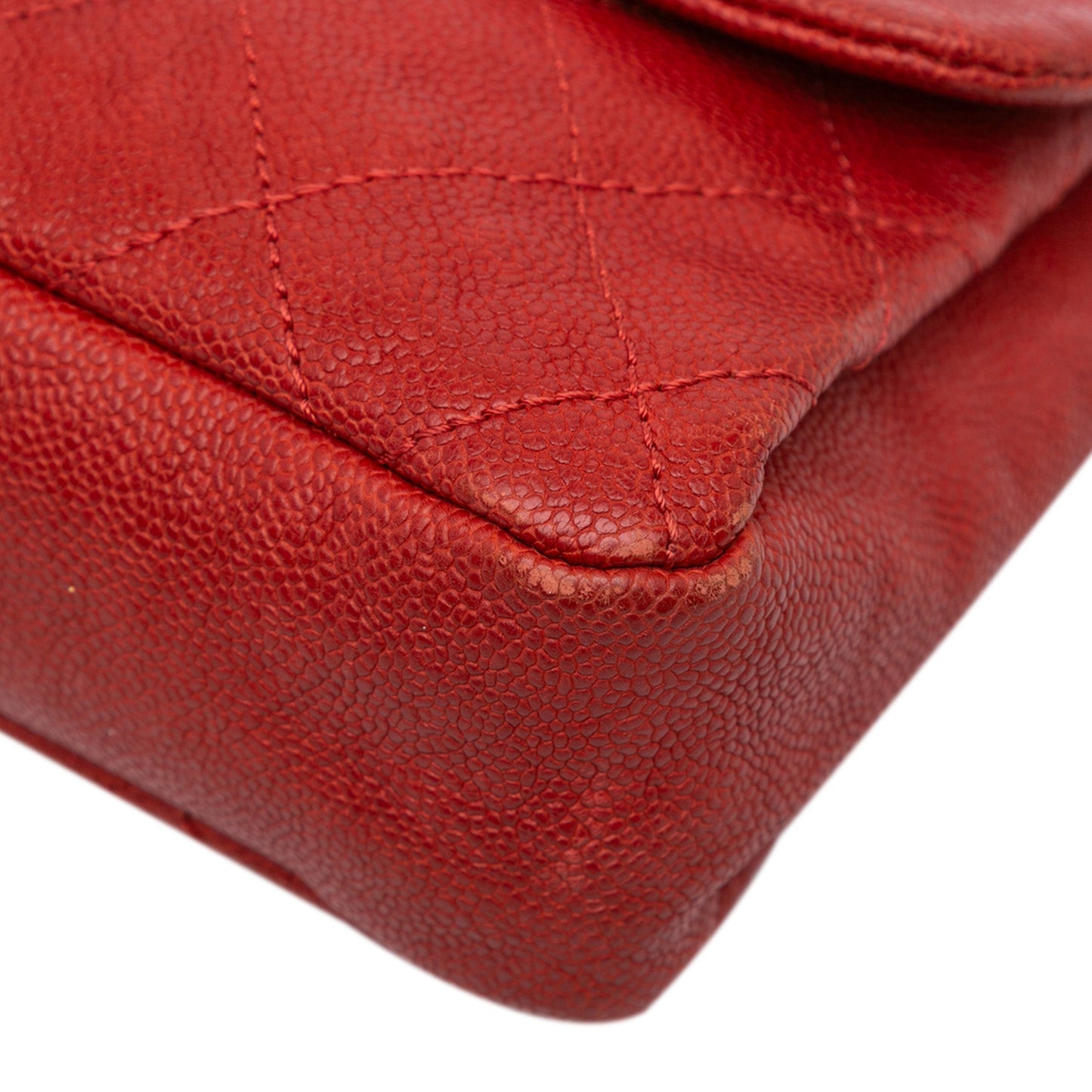 Red Chanel Medium Quilted Caviar Simply CC Flap Shoulder Bag