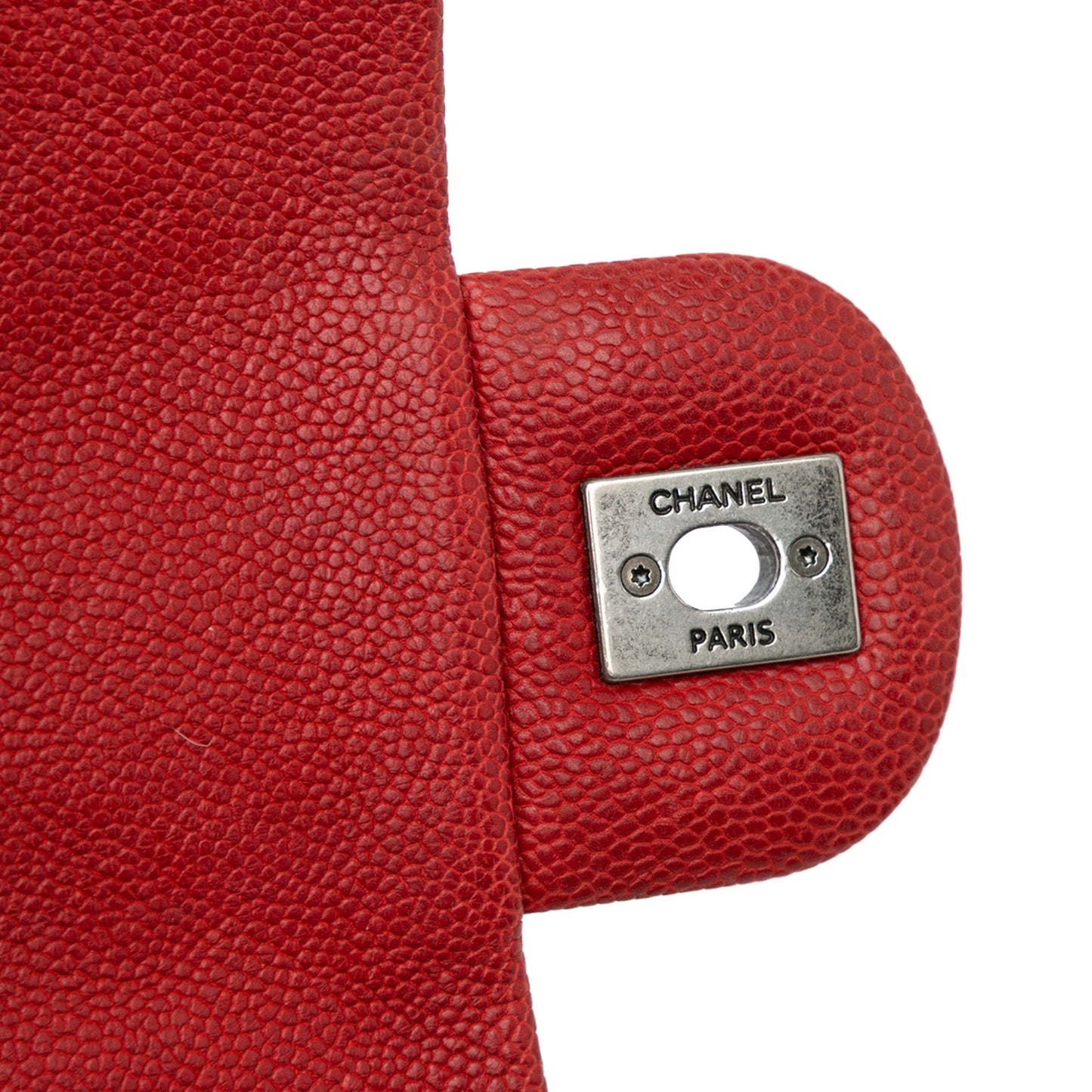 Red Chanel Medium Quilted Caviar Simply CC Flap Shoulder Bag