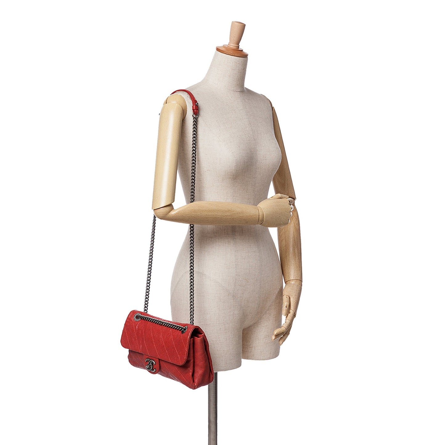 Red Chanel Medium Quilted Caviar Simply CC Flap Shoulder Bag