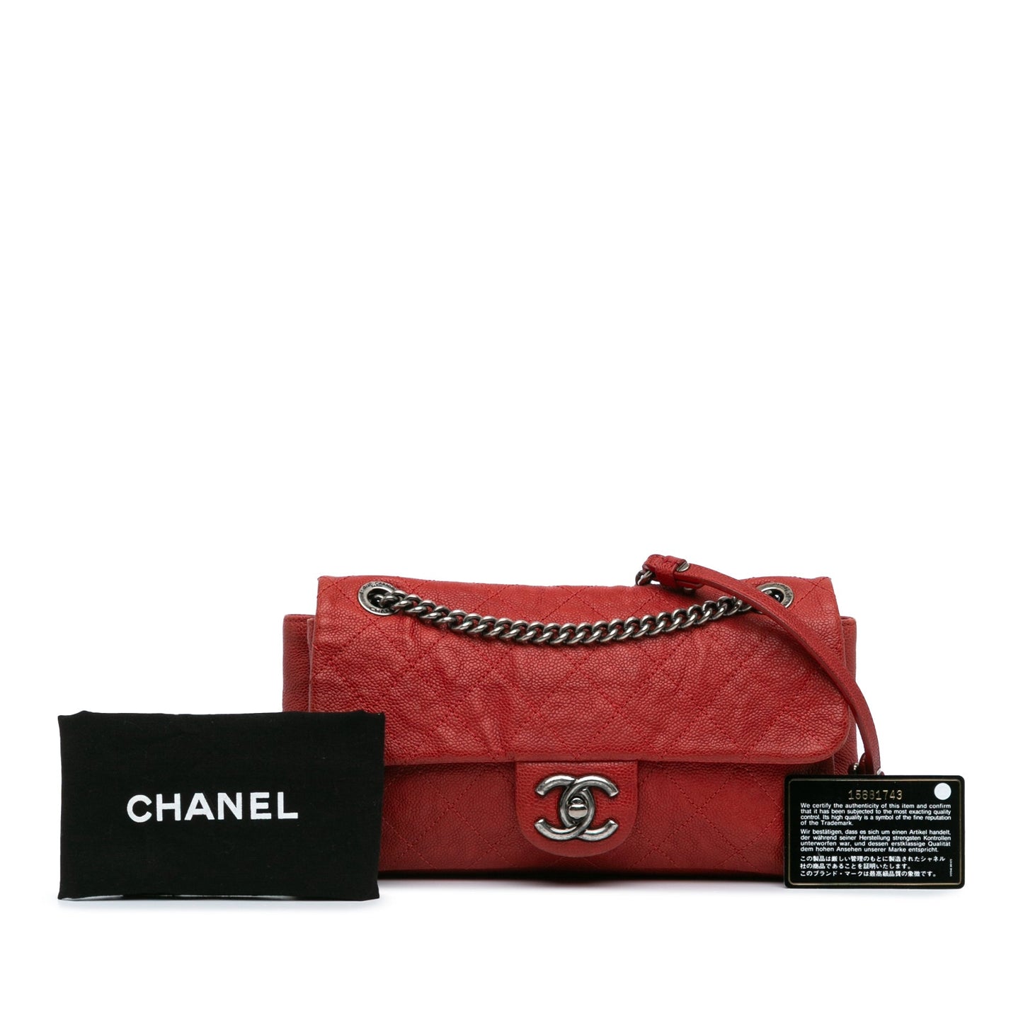 Red Chanel Medium Quilted Caviar Simply CC Flap Shoulder Bag