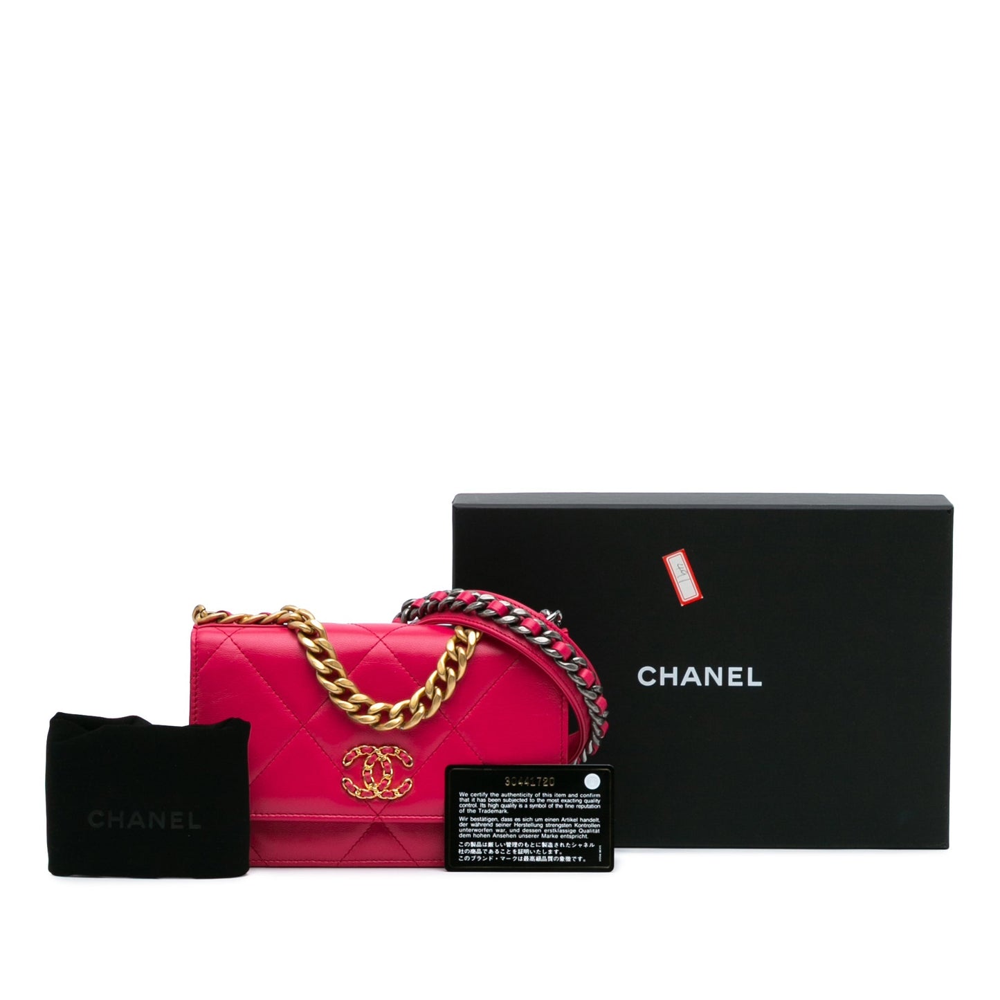 Pink Chanel Quilted Lambskin 19 Wallet on Chain Crossbody Bag