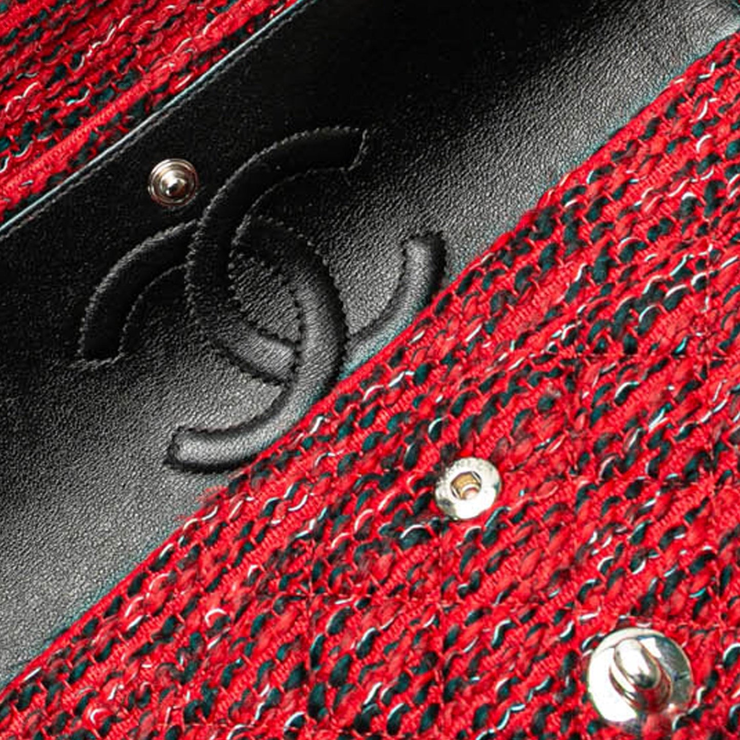 Red Chanel Medium Tweed Braided Charms Double Flap Shoulder Bag