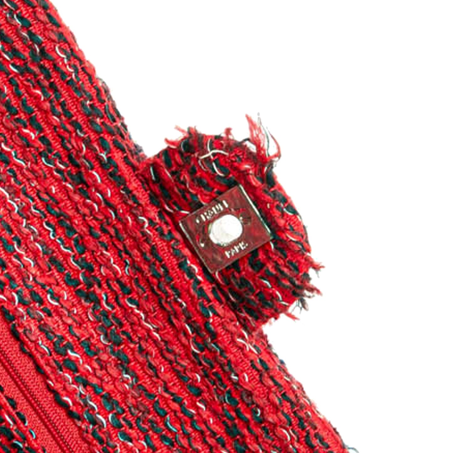 Red Chanel Medium Tweed Braided Charms Double Flap Shoulder Bag