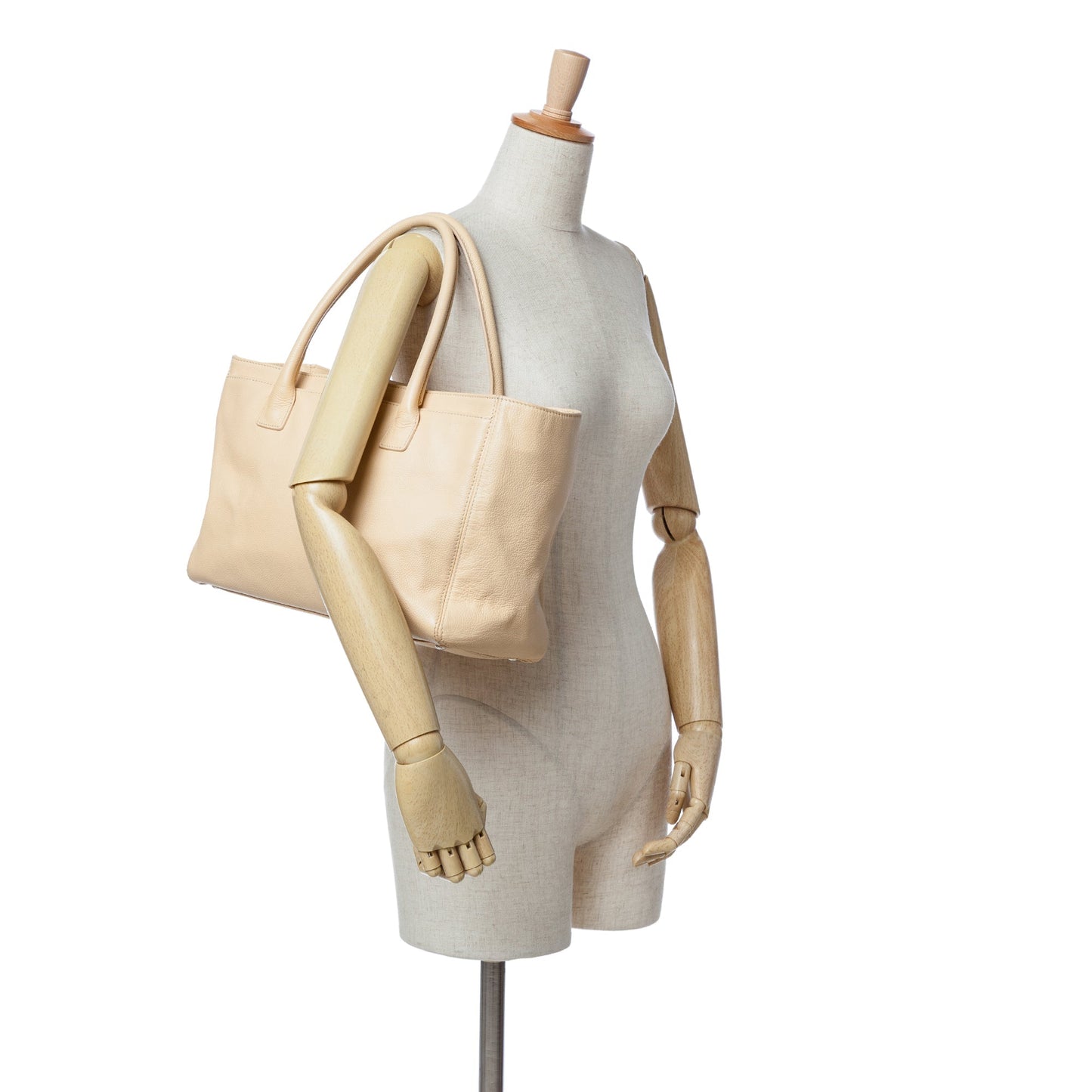 Tan Chanel Medium Executive Cerf Tote Satchel