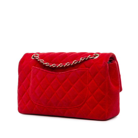 Red Chanel Medium Classic Velvet Double Flap Shoulder Bag
