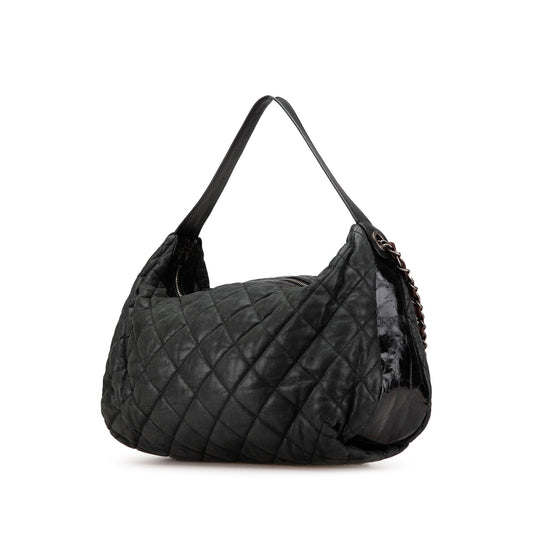 Black Chanel Quilted Iridescent Calfskin Coco Daily Satchel