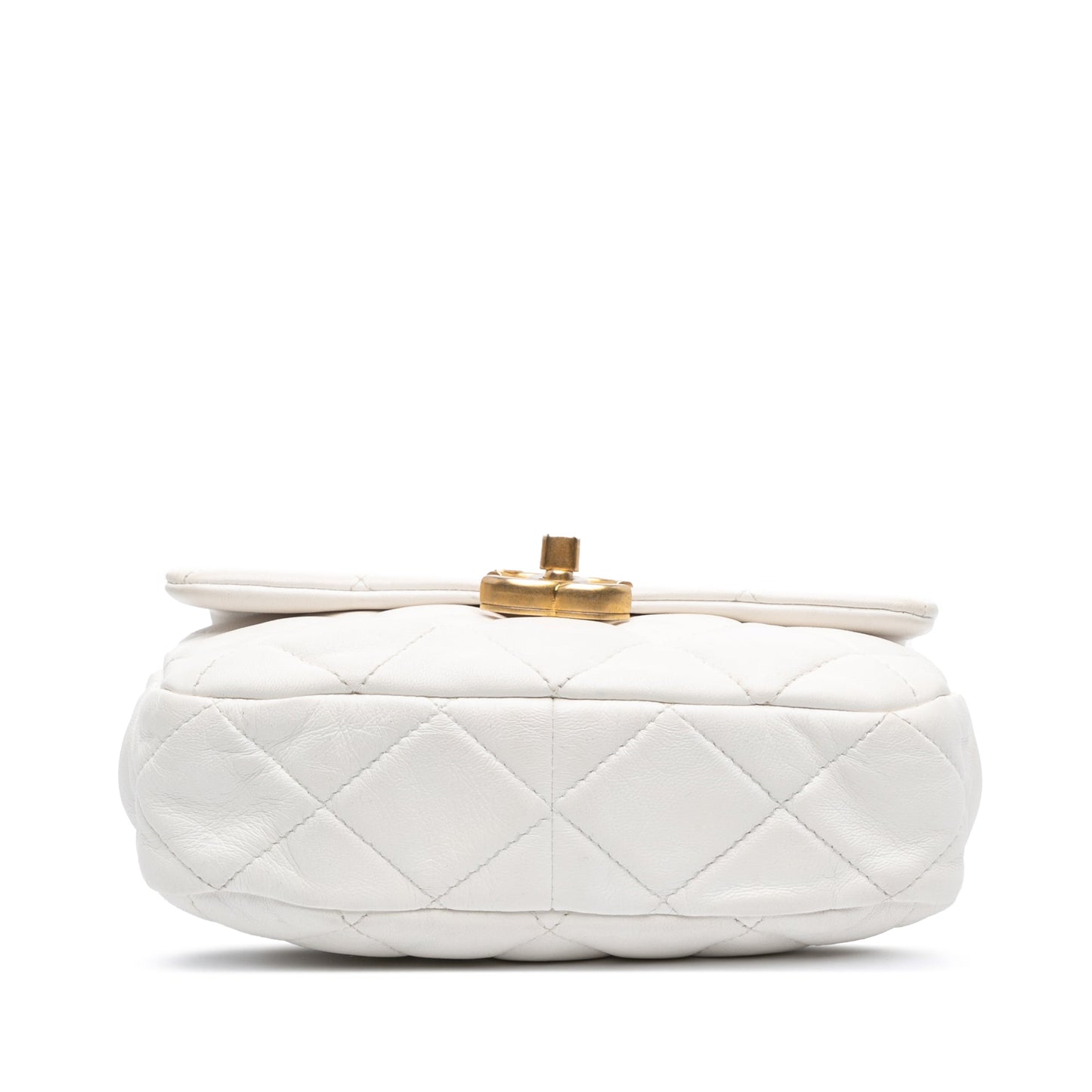 White Chanel Mini Quilted Lambskin Lacquered Chain Flap Crossbody Bag