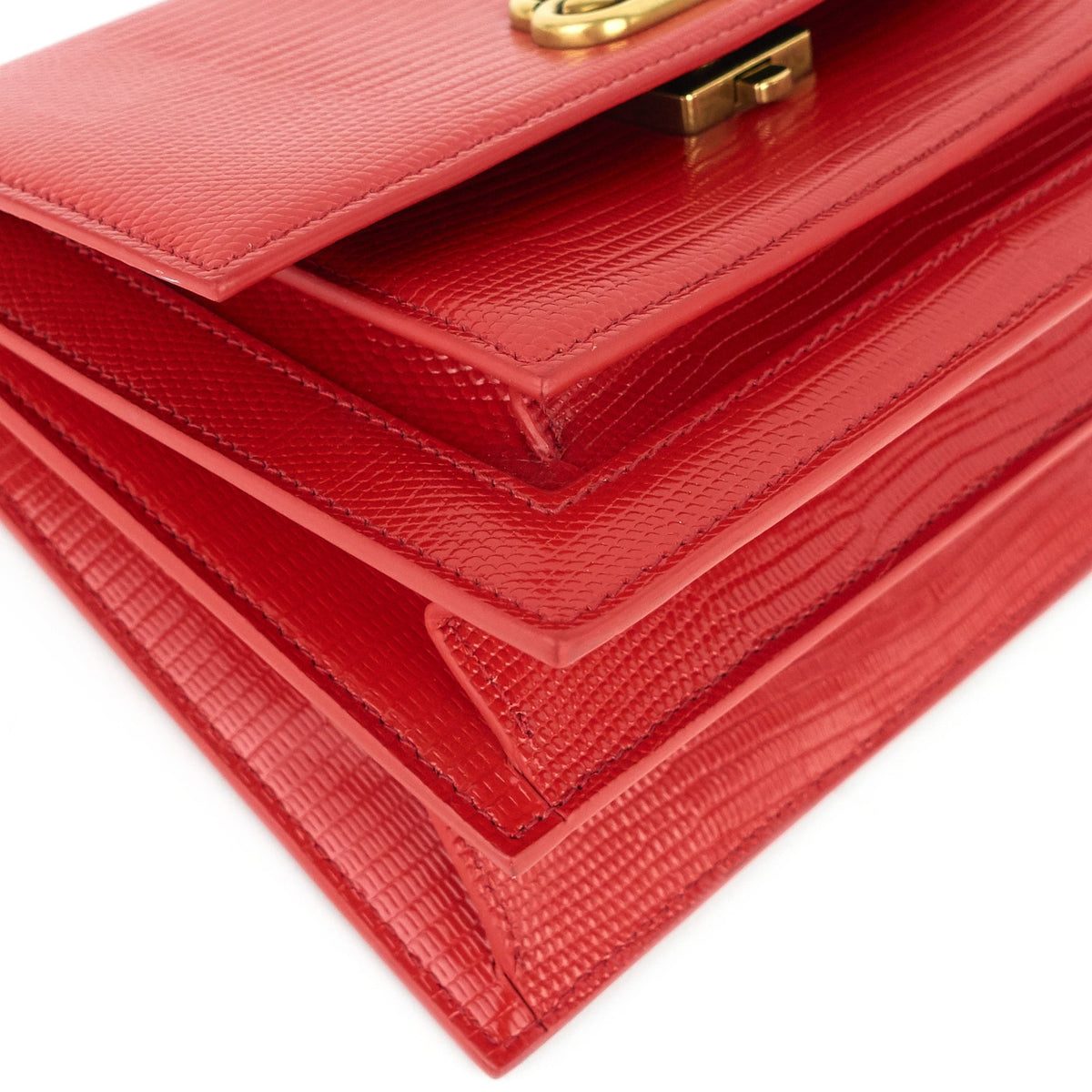 Sharp Lizard Embossed Leather Flap Bag
