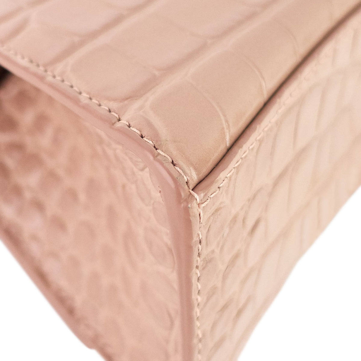 Hourglass XS Croc Embossed Leather Top Handle Bag
