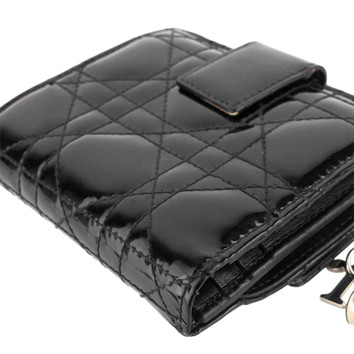 Patent Leather Cannage Quilted Wallet