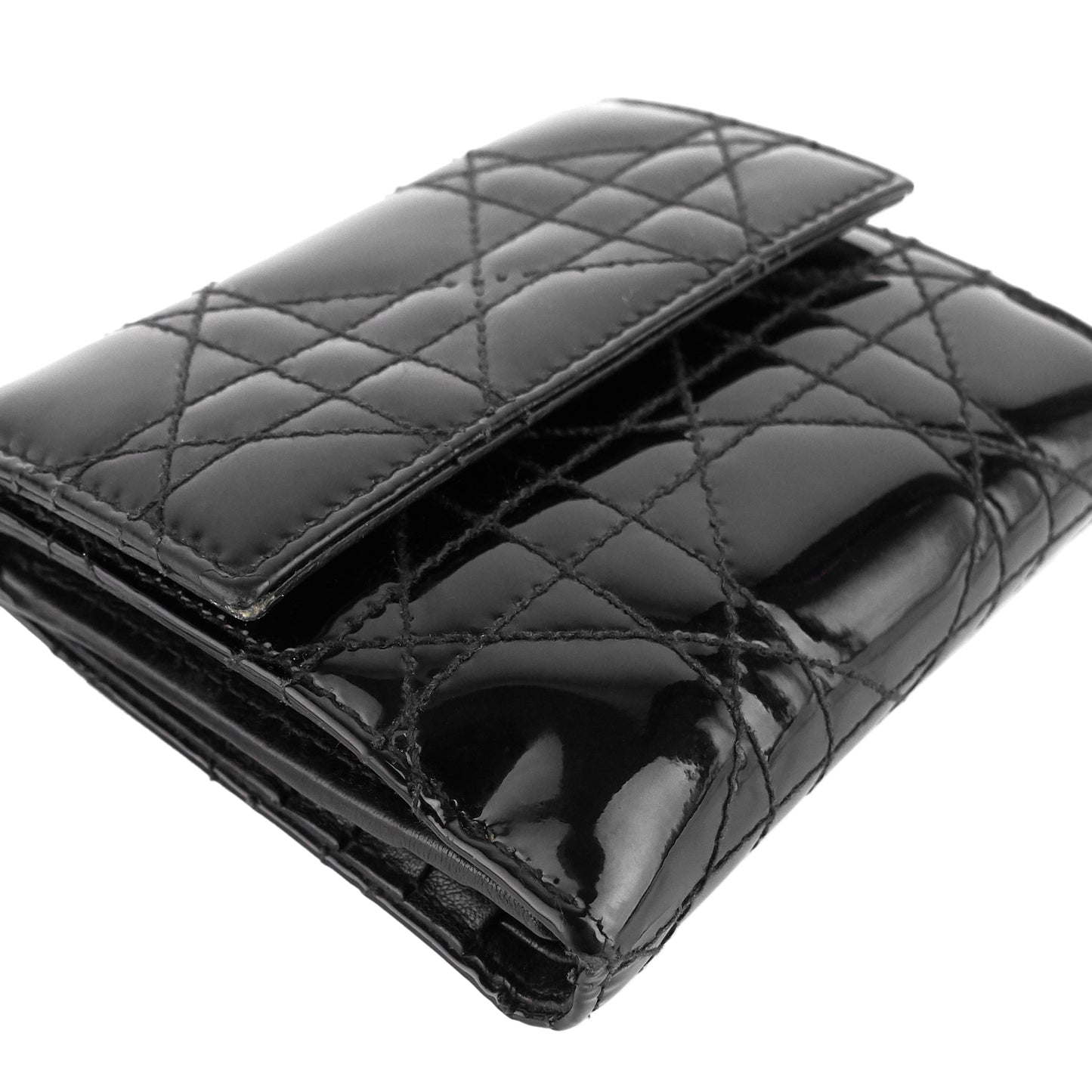 DIOR Patent Leather Cannage Quilted Wallet