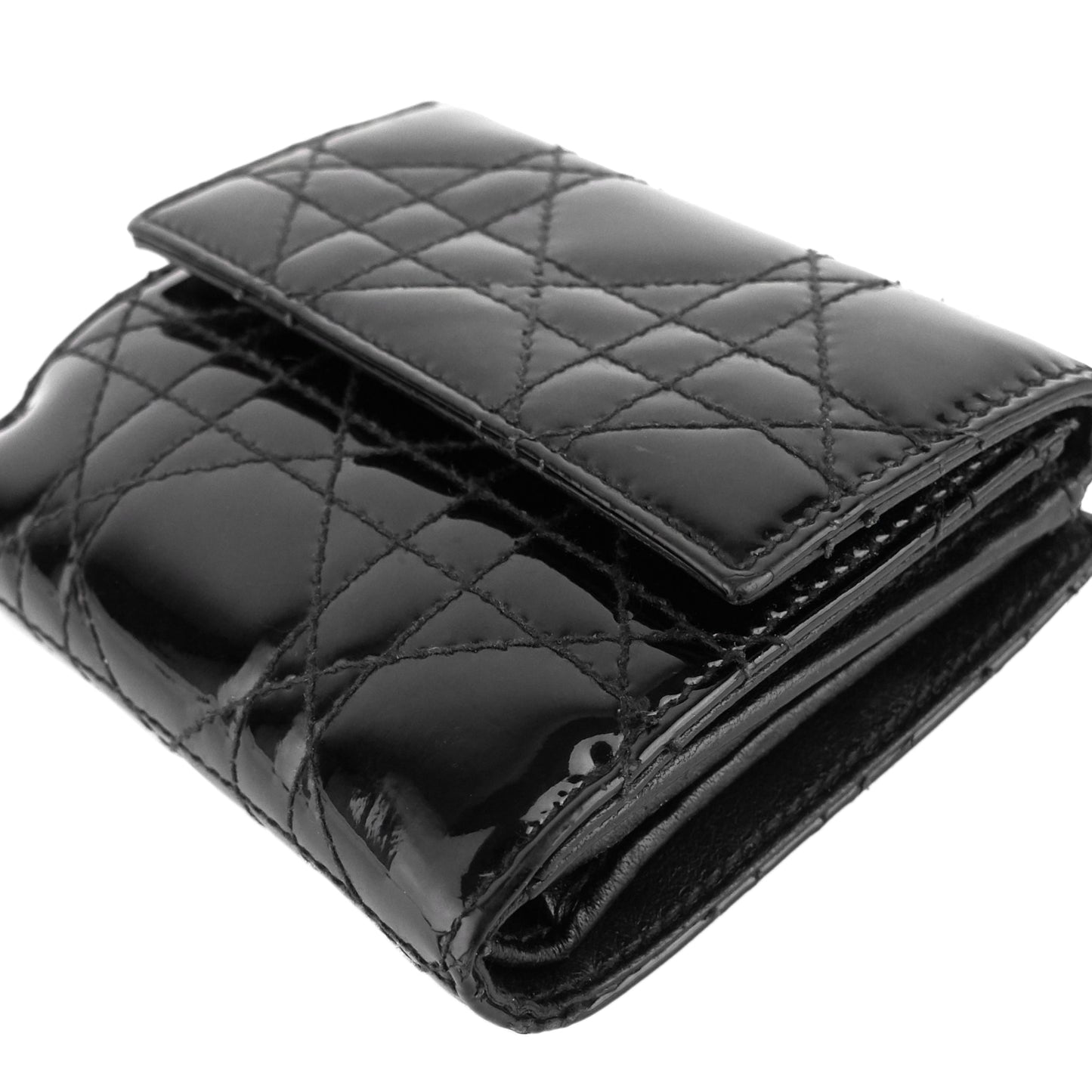Patent Leather Cannage Quilted Wallet