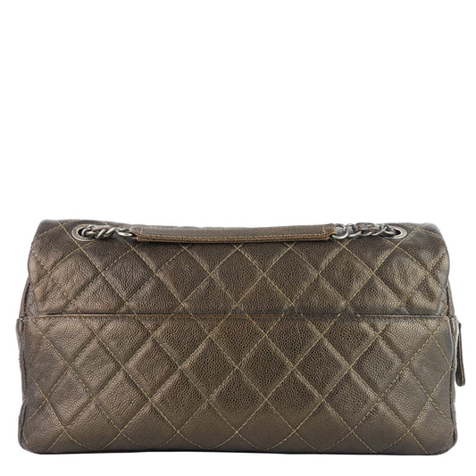 CHANEL Easy Flap Jumbo Caviar Leather Shoulder Bag