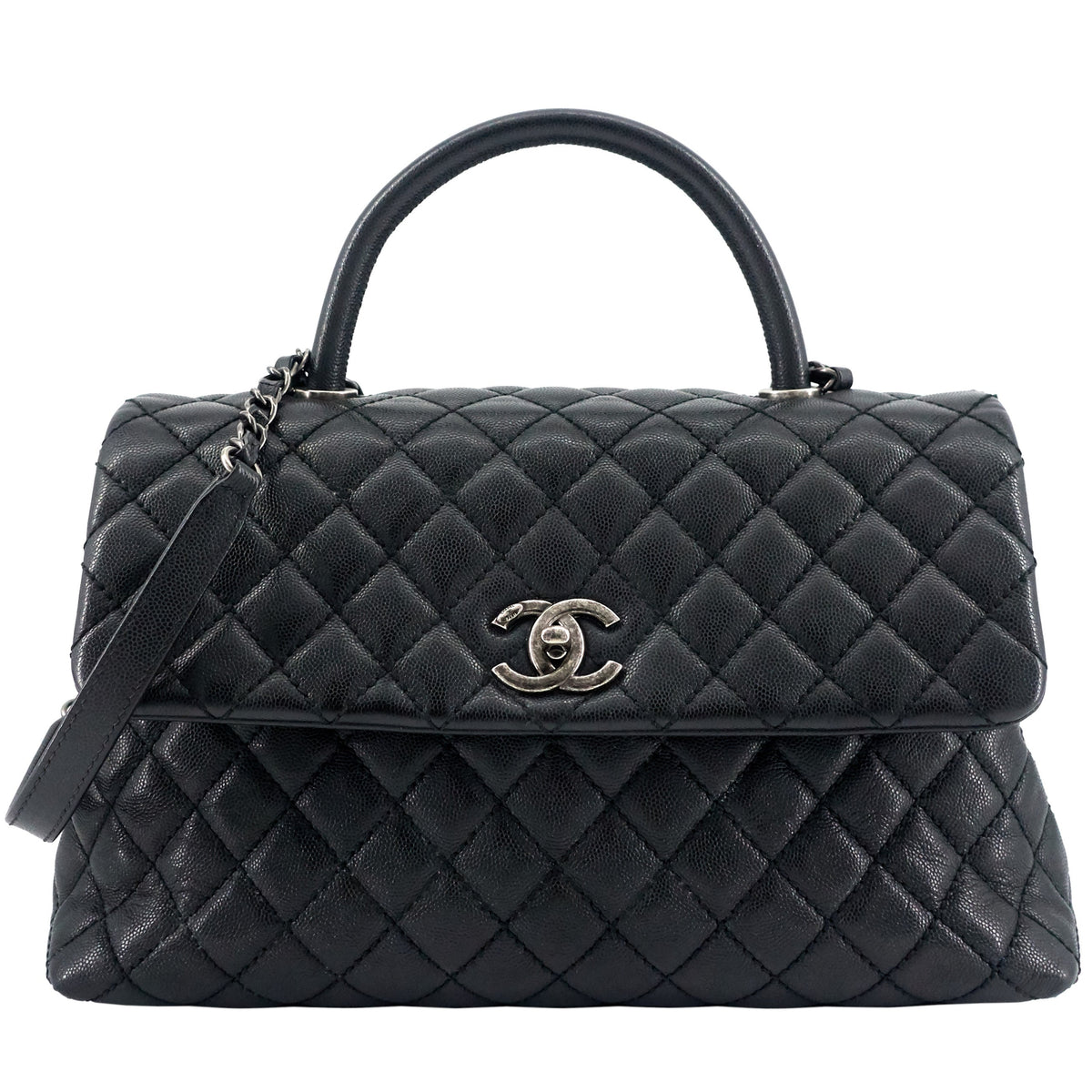 Top Quality Chanel Coco Top Handle Medium Caviar Leather Bag