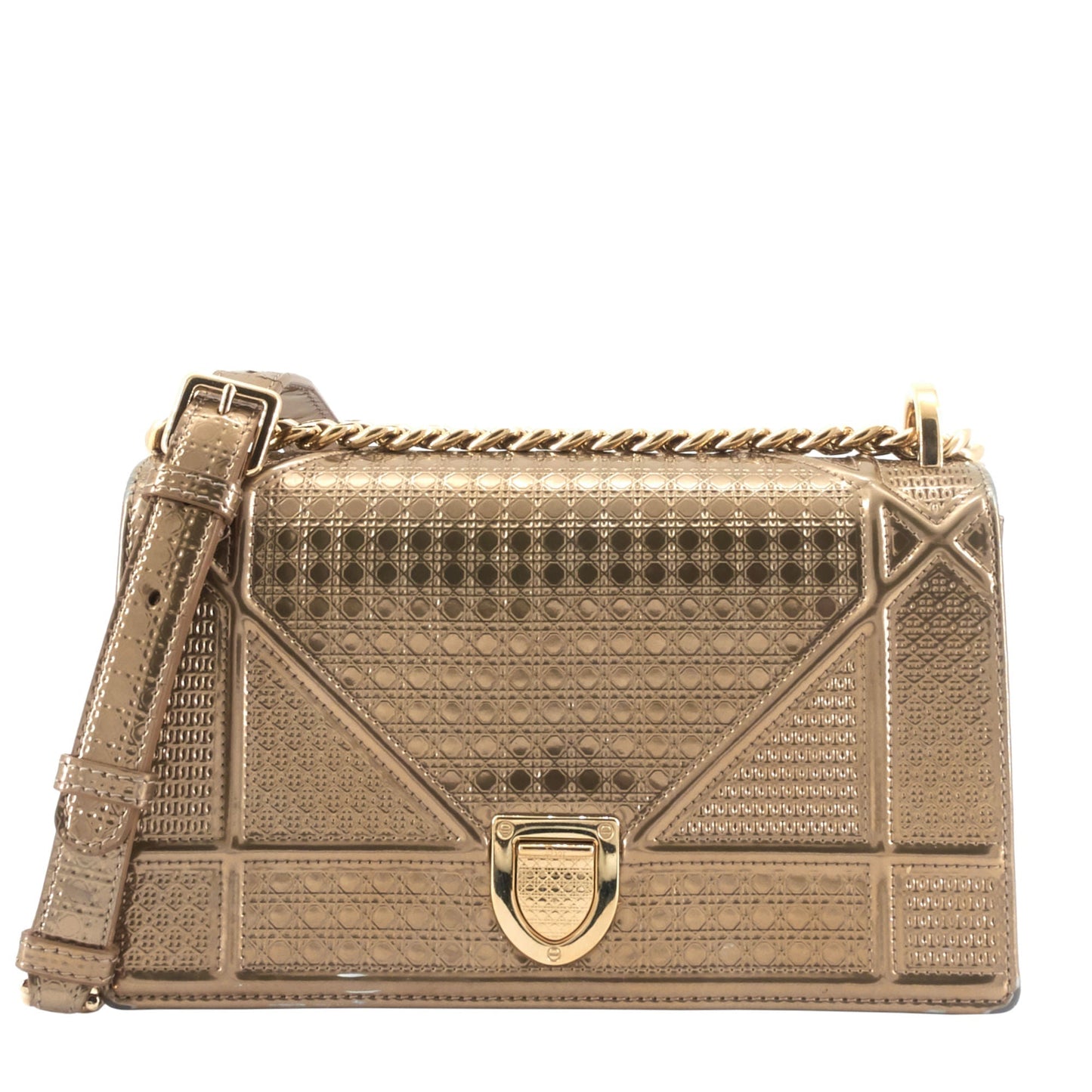 DIOR Diorama Medium Metallic Micro Cannage Flap Bag