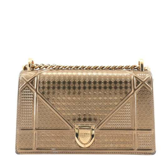 DIOR Diorama Medium Metallic Micro Cannage Flap Bag