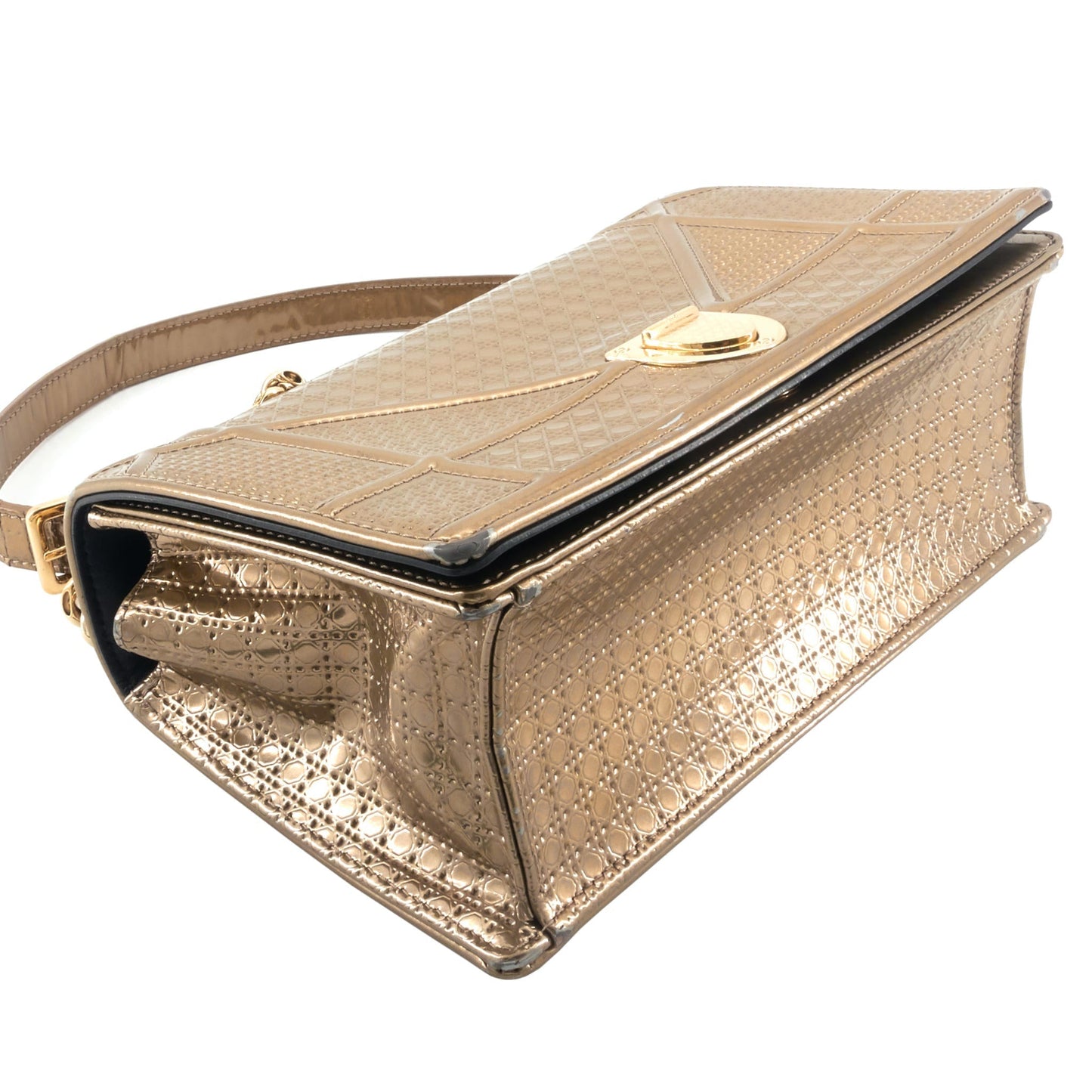 DIOR Diorama Medium Metallic Micro Cannage Flap Bag