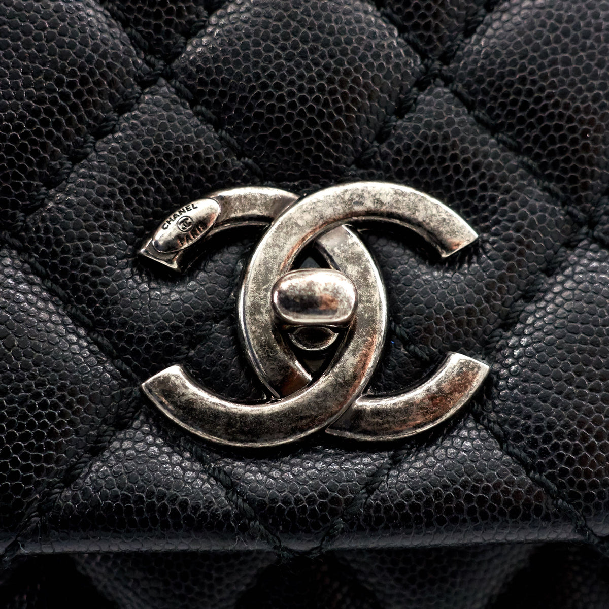 Top Quality Chanel Coco Top Handle Medium Caviar Leather Bag