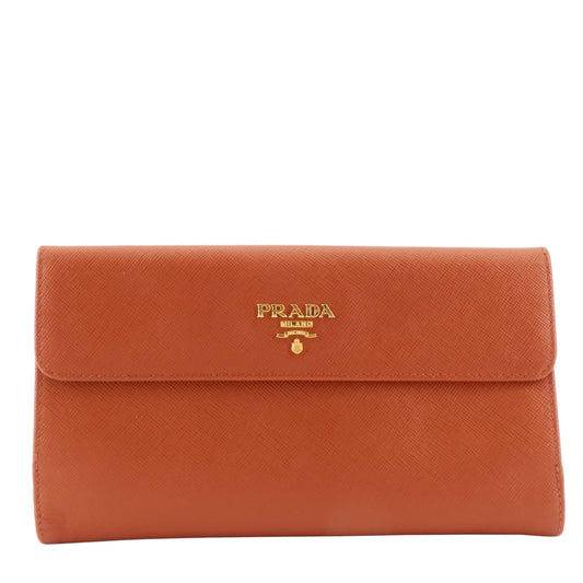 PRADA Continental Logo Saffiano Leather Wallet