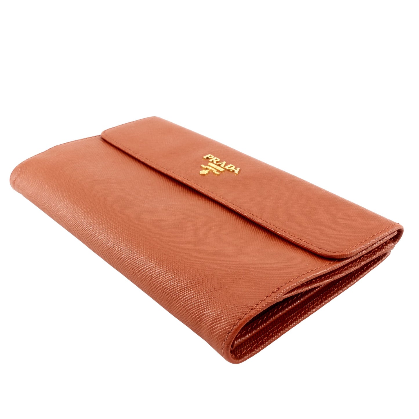 PRADA Continental Logo Saffiano Leather Wallet
