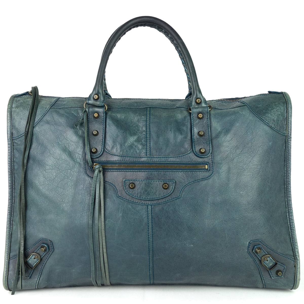 Giant Weekender Distressed Agneau Leather Bag