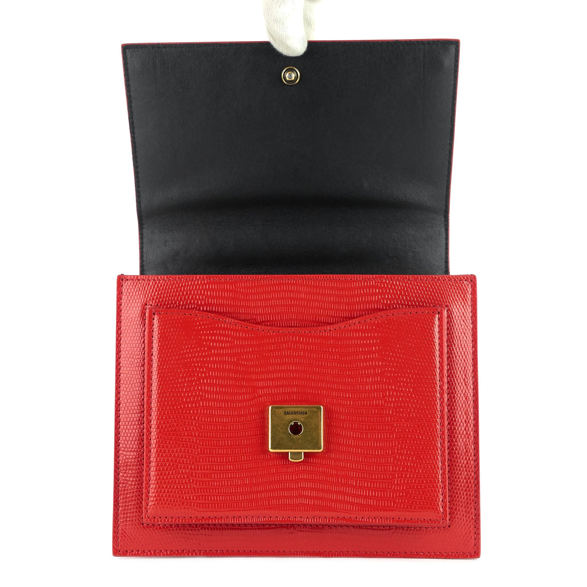 Sharp Lizard Embossed Leather Flap Bag