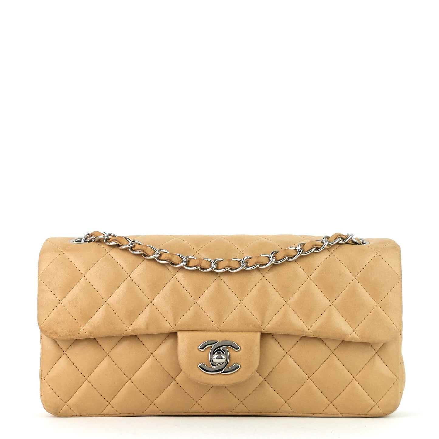 CHANEL East West Quilted Lambskin Flap Bag