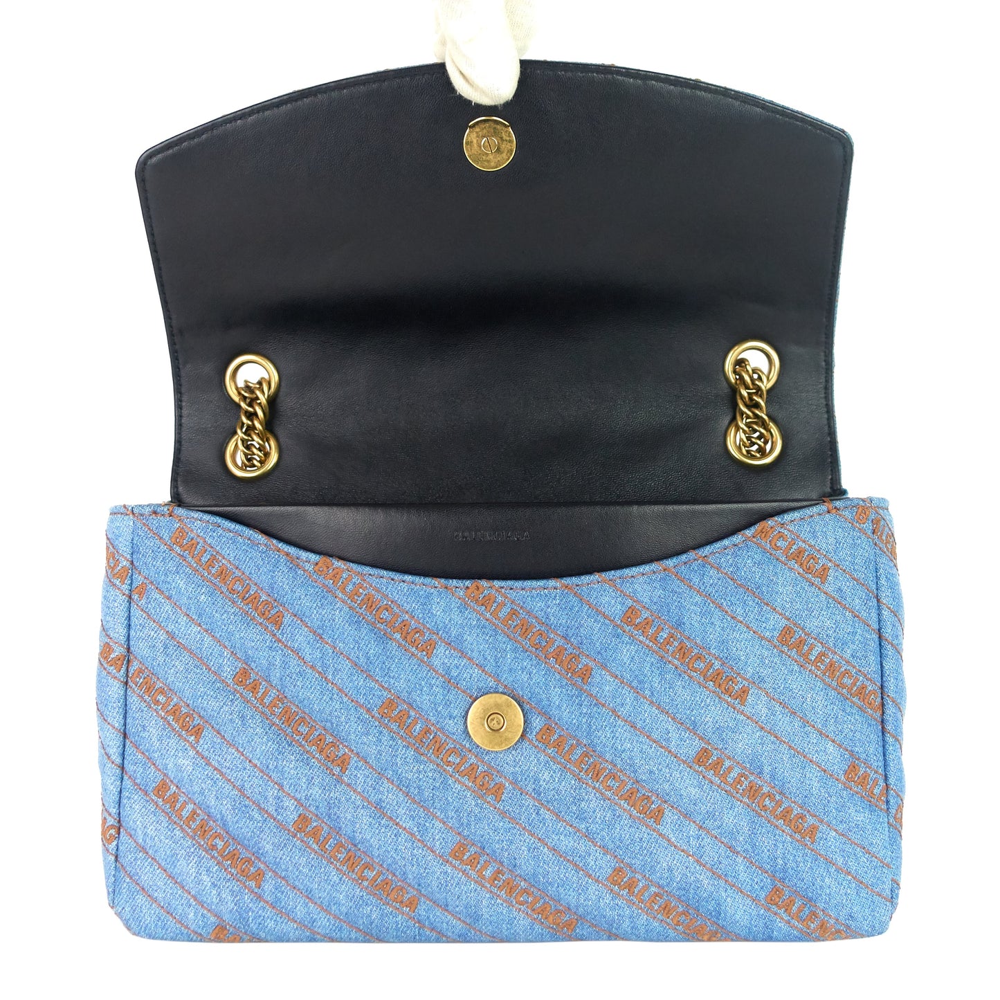BB Medium Coated Logo Denim Crossbody Bag