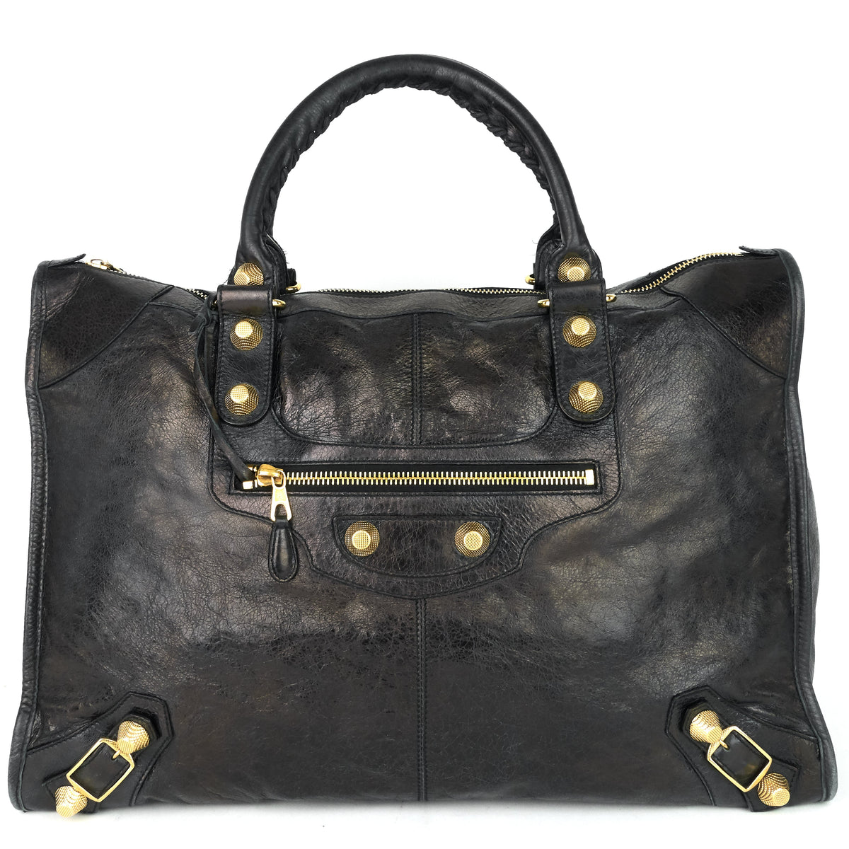 Giant Weekender Distressed Agneau Leather Bag