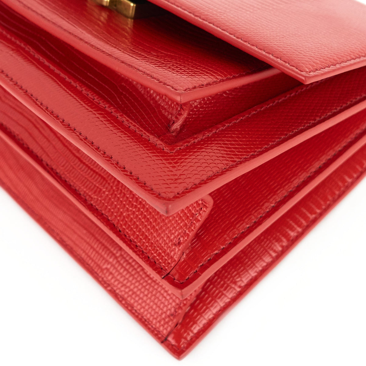 Sharp Lizard Embossed Leather Flap Bag