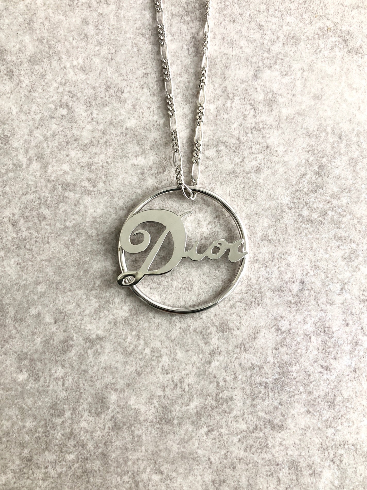 Christian Dior Logo Necklace Silver Vintage rnuzjv