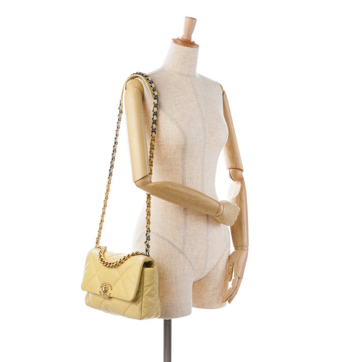 Yellow Chanel Medium Lambskin 19 Flap Satchel