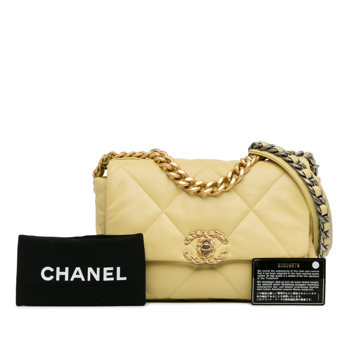 Yellow Chanel Medium Lambskin 19 Flap Satchel