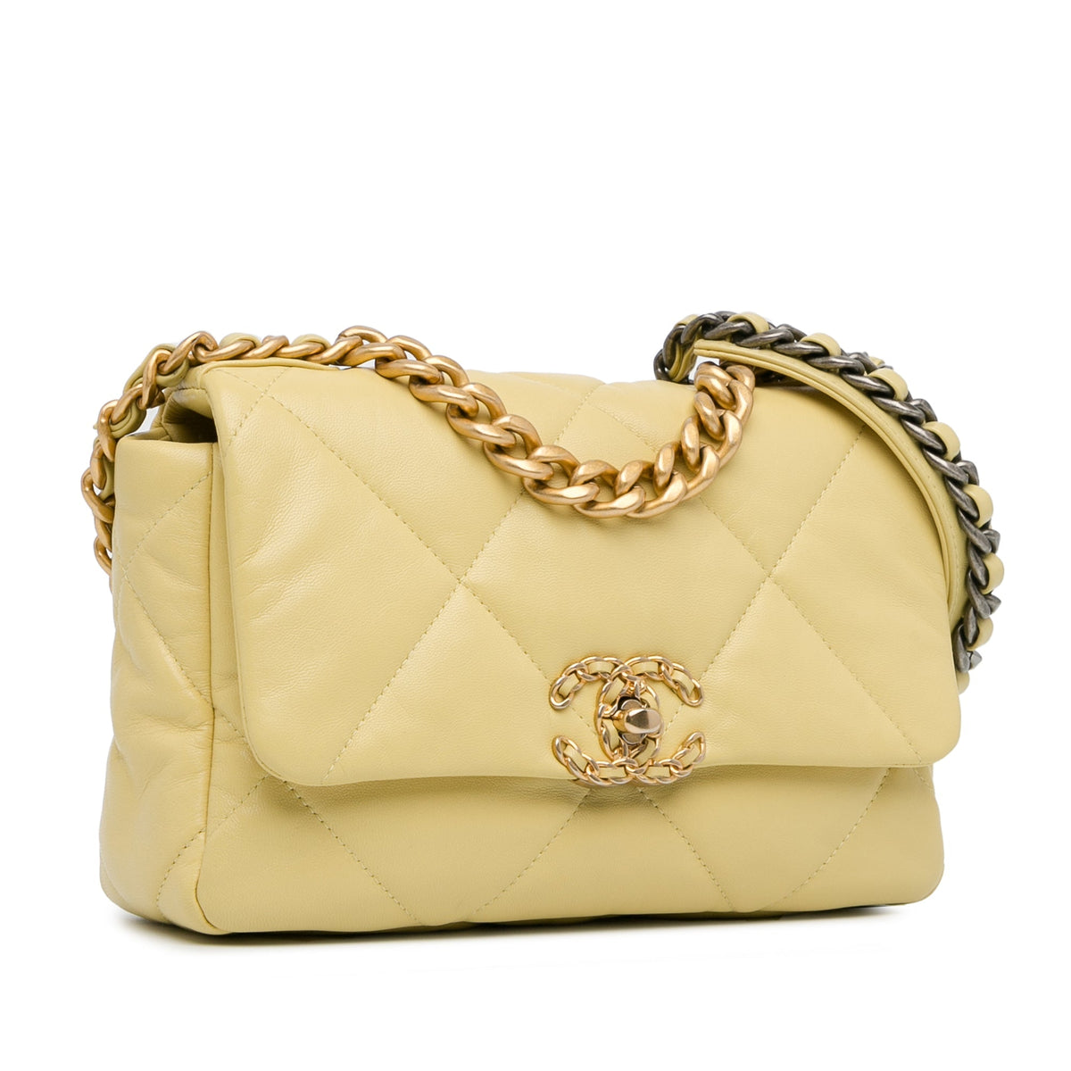 Yellow Chanel Medium Lambskin 19 Flap Satchel