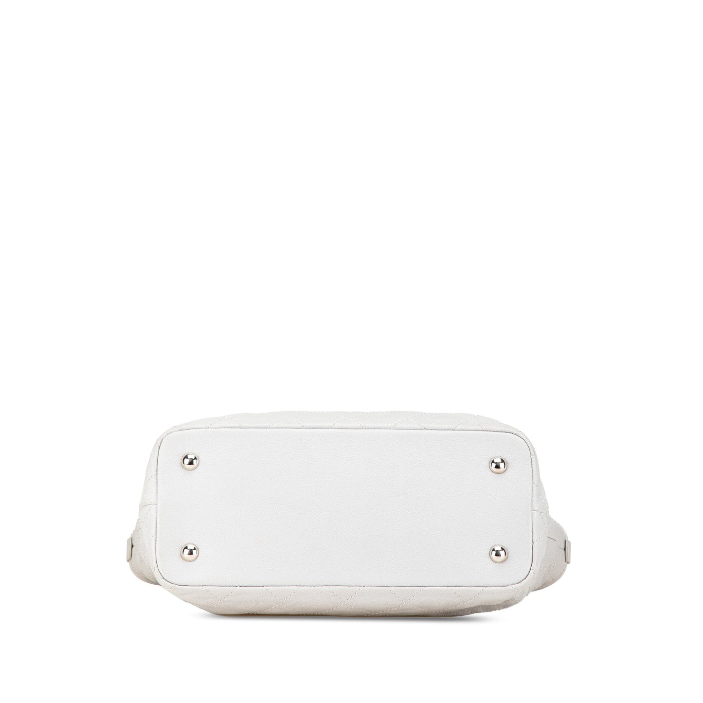White Chanel Small Quilted Caviar Daily Shopping Tote