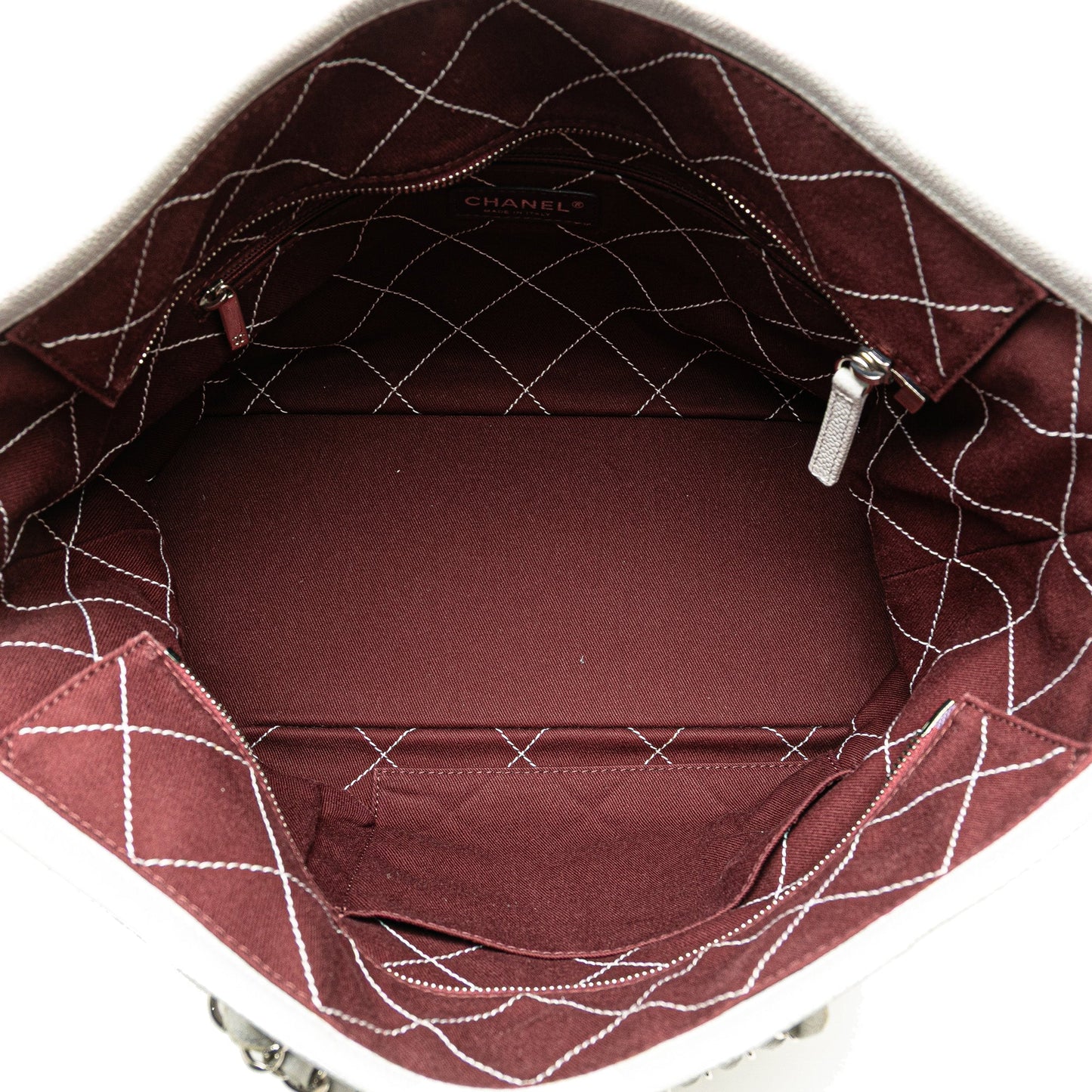 White Chanel Small Quilted Caviar Daily Shopping Tote