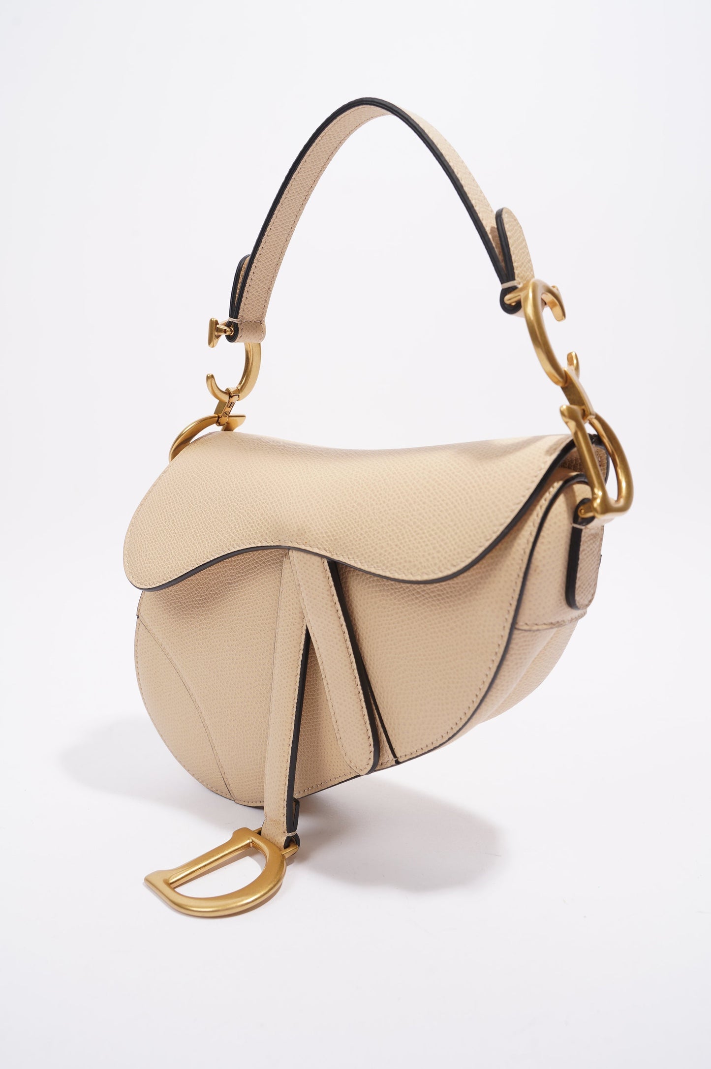 Christian Dior Saddle Bag Beige Saffiano Leather Micro