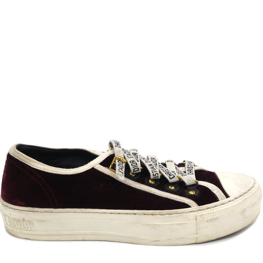 Dior Burgundy Velvet Trim Walk'N'Dior Sneakers 36.5
