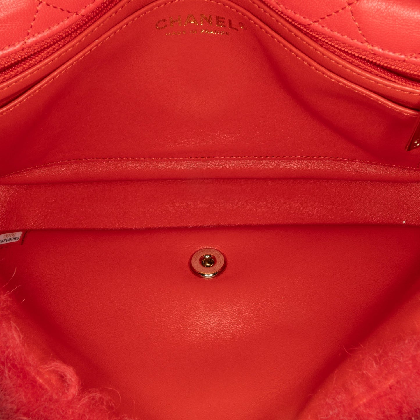 Red Chanel CC Faux Fur and Quilted Lambskin Single Flap Crossbody Bag