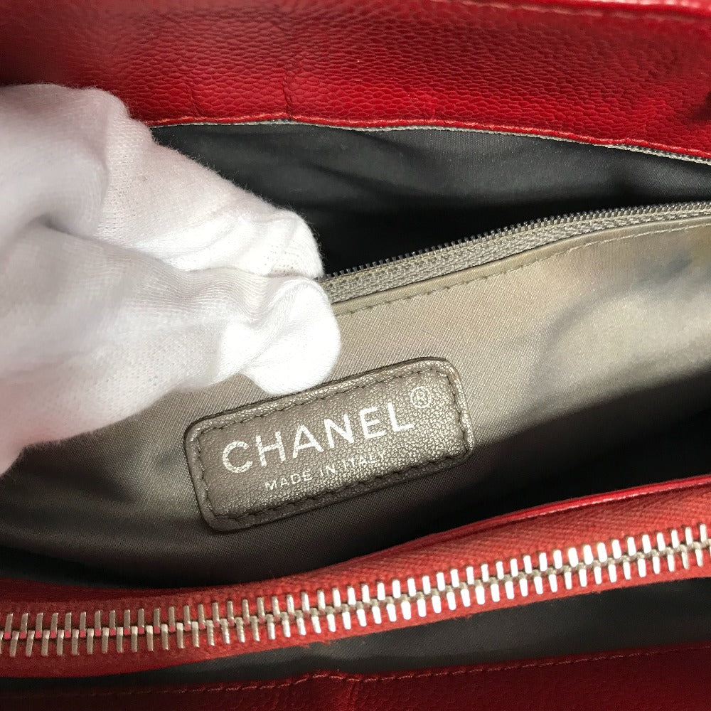 CHANEL Tote Bag A50995 Caviar skin Red CC COCO Mark Shoulder Bag Matelasse quilting Women Used
