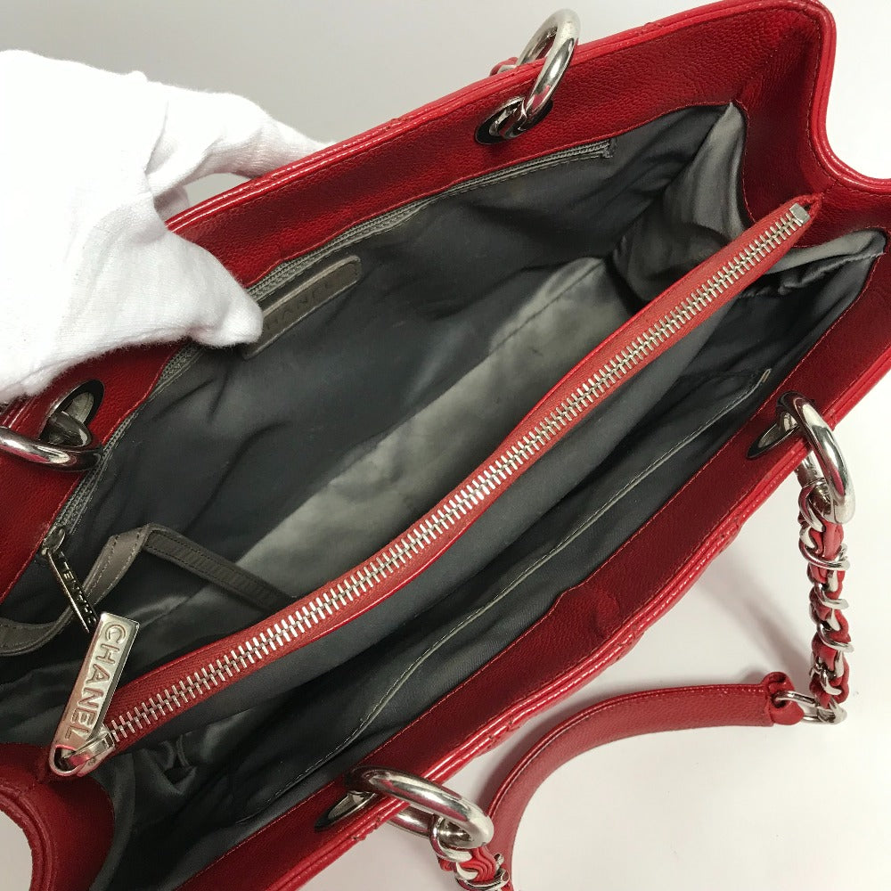 CHANEL Tote Bag A50995 Caviar skin Red CC COCO Mark Shoulder Bag Matelasse quilting Women Used