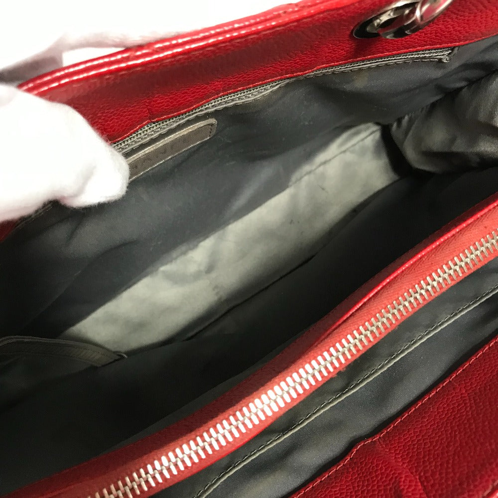 CHANEL Tote Bag A50995 Caviar skin Red CC COCO Mark Shoulder Bag Matelasse quilting Women Used